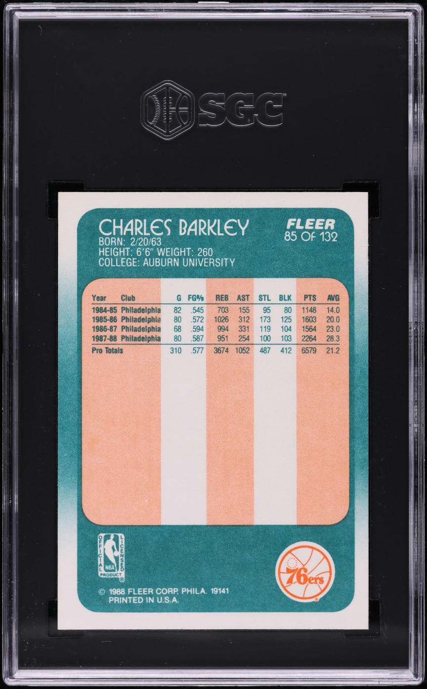 1988 Fleer Basketball Charles Barkley #85 SGC 9.5 MINT+
