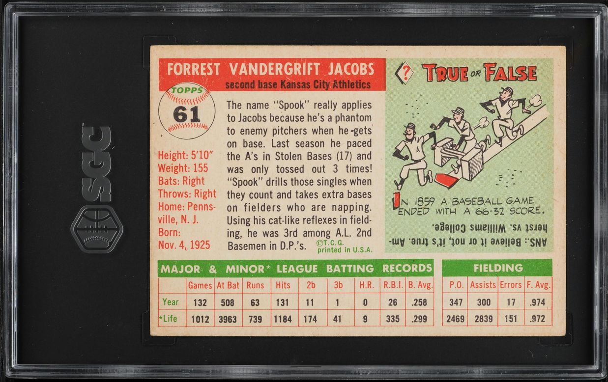 1955 Topps Spook Jacobs #61 SGC 4 VGEX