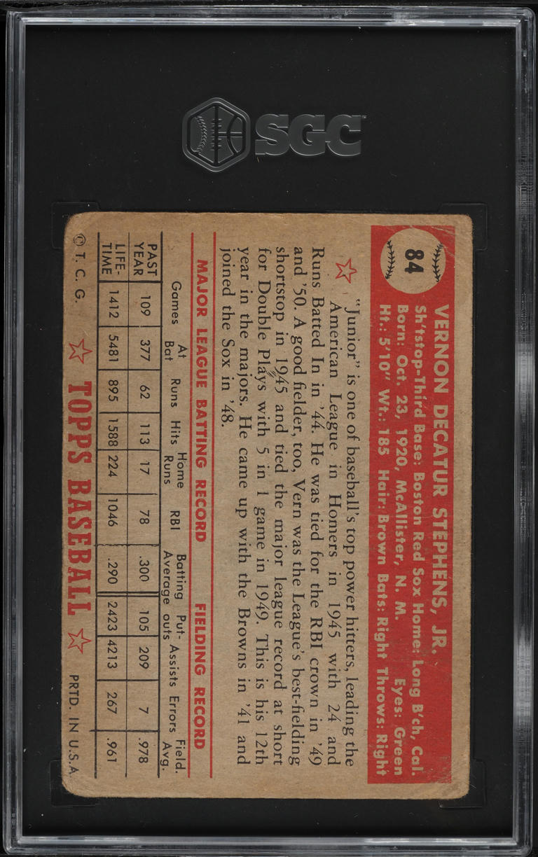 1952 Topps Vern Stephens #84 SGC 1.5 FR
