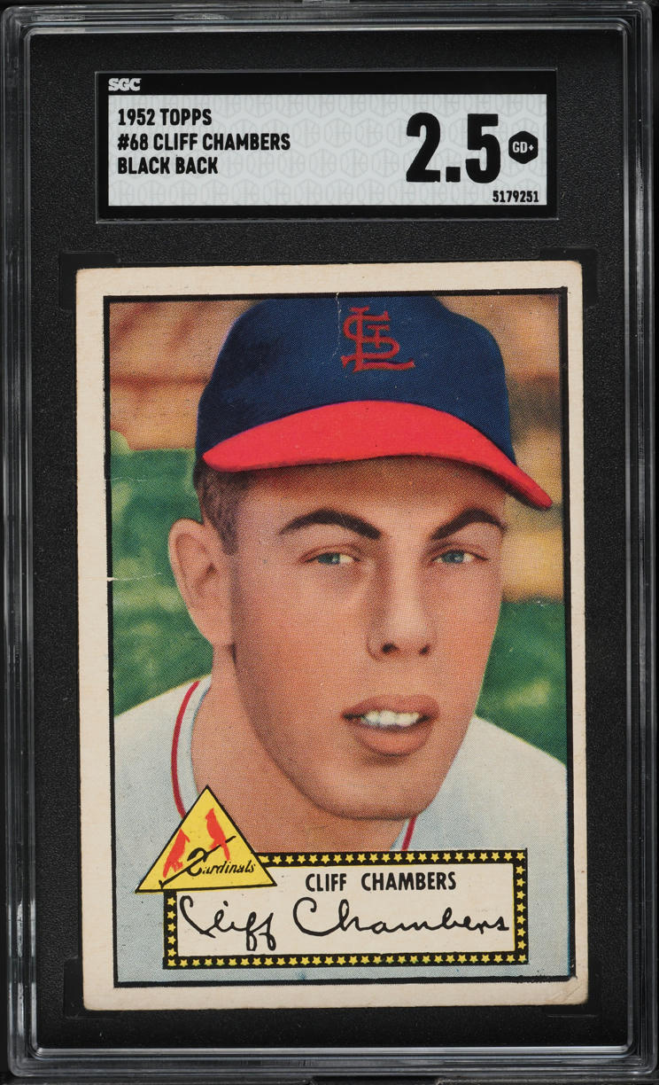 1952 Topps Cliff Chambers BLACK BACK #68 SGC 2.5 GD+