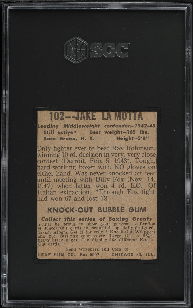 1948 Leaf Boxing Jake Lamotta #102 SGC AUTH