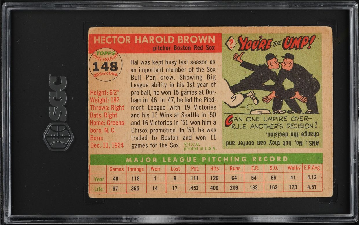 1955 Topps Hal Brown #148 SGC 3 VG