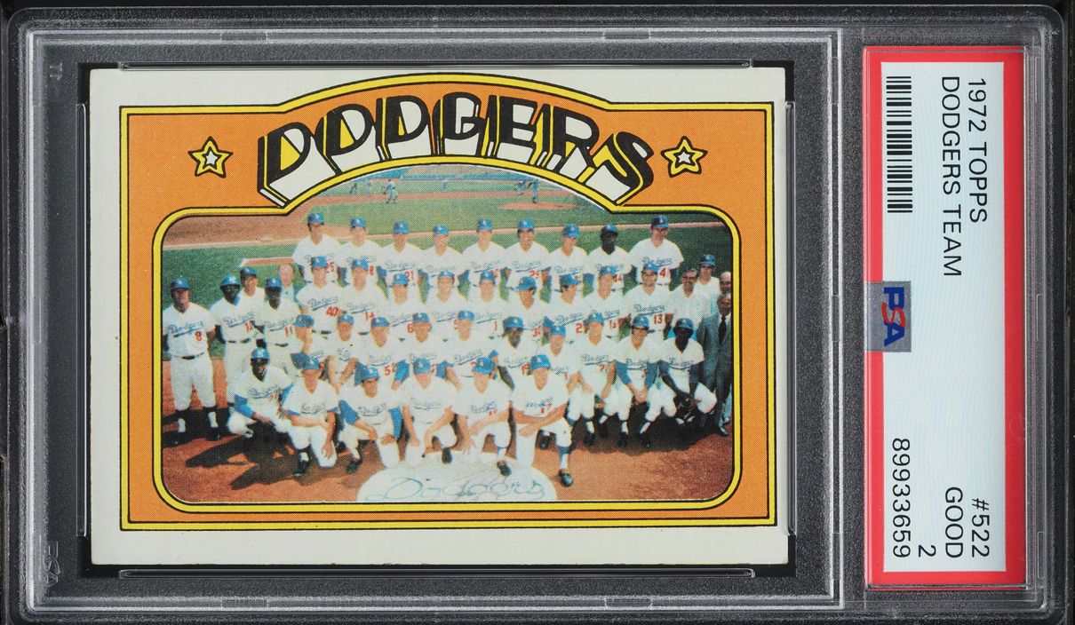 1972 Topps Dodgers Team #522 PSA 2 GD