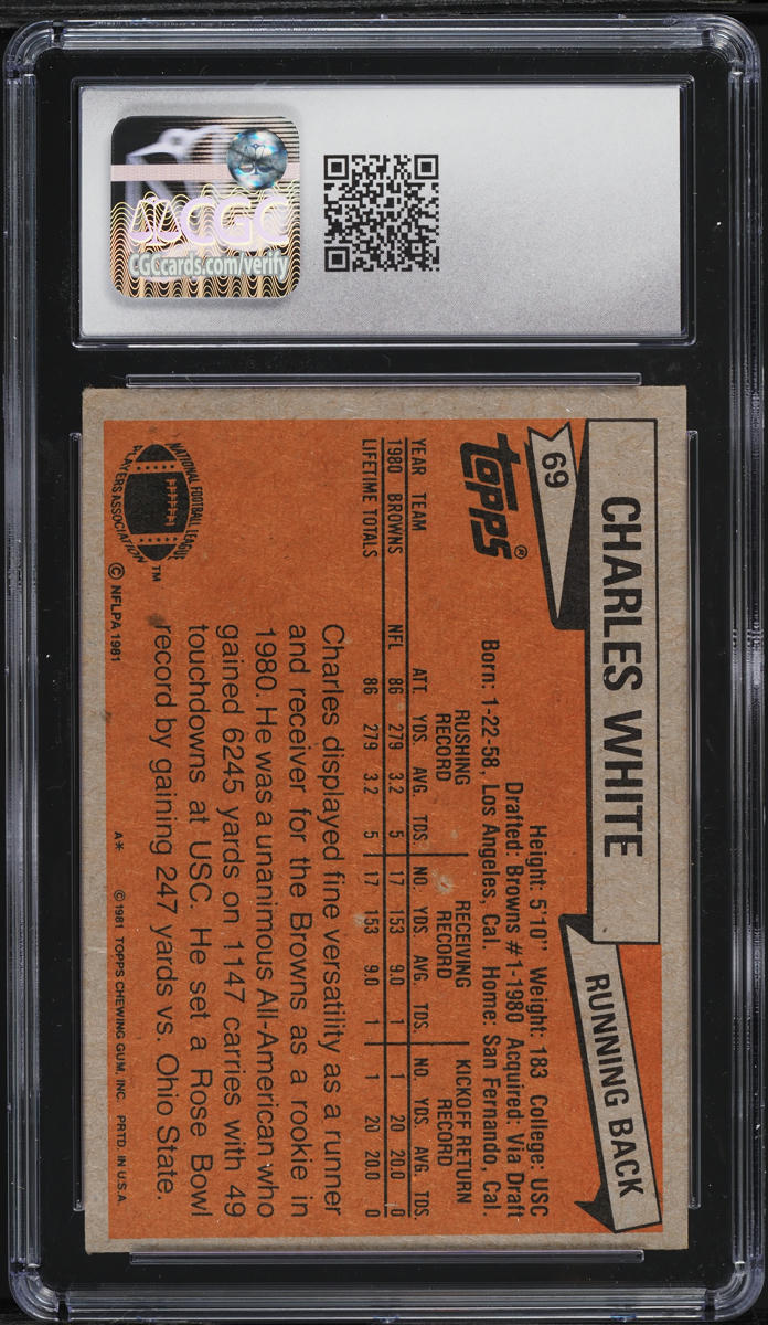 1981 Topps Football Charles White #69 CGC 5.5 EX+