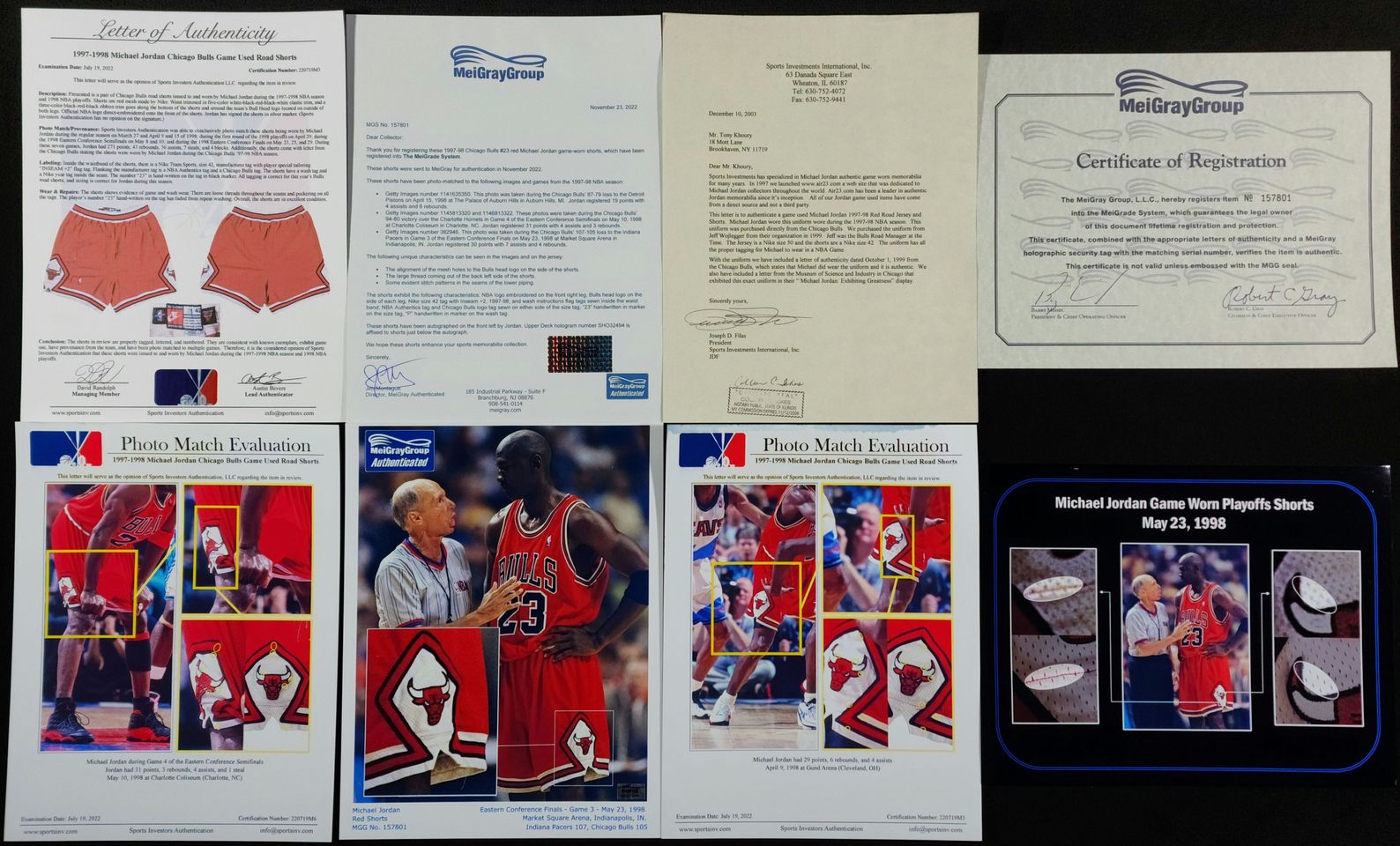 Signed Michael Jordan G-U 1998 Eastern Conference Semi Finals Jersey & Shorts