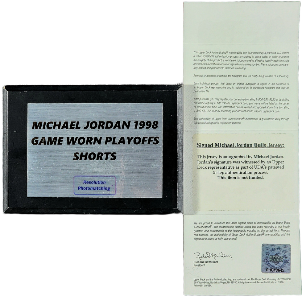 Signed Michael Jordan G-U 1998 Eastern Conference Semi Finals Jersey & Shorts