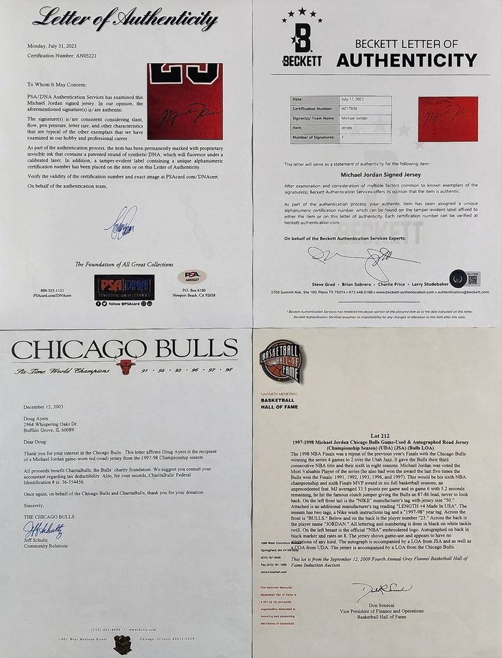 Signed Michael Jordan G-U 1998 Eastern Conference Semi Finals Jersey & Shorts