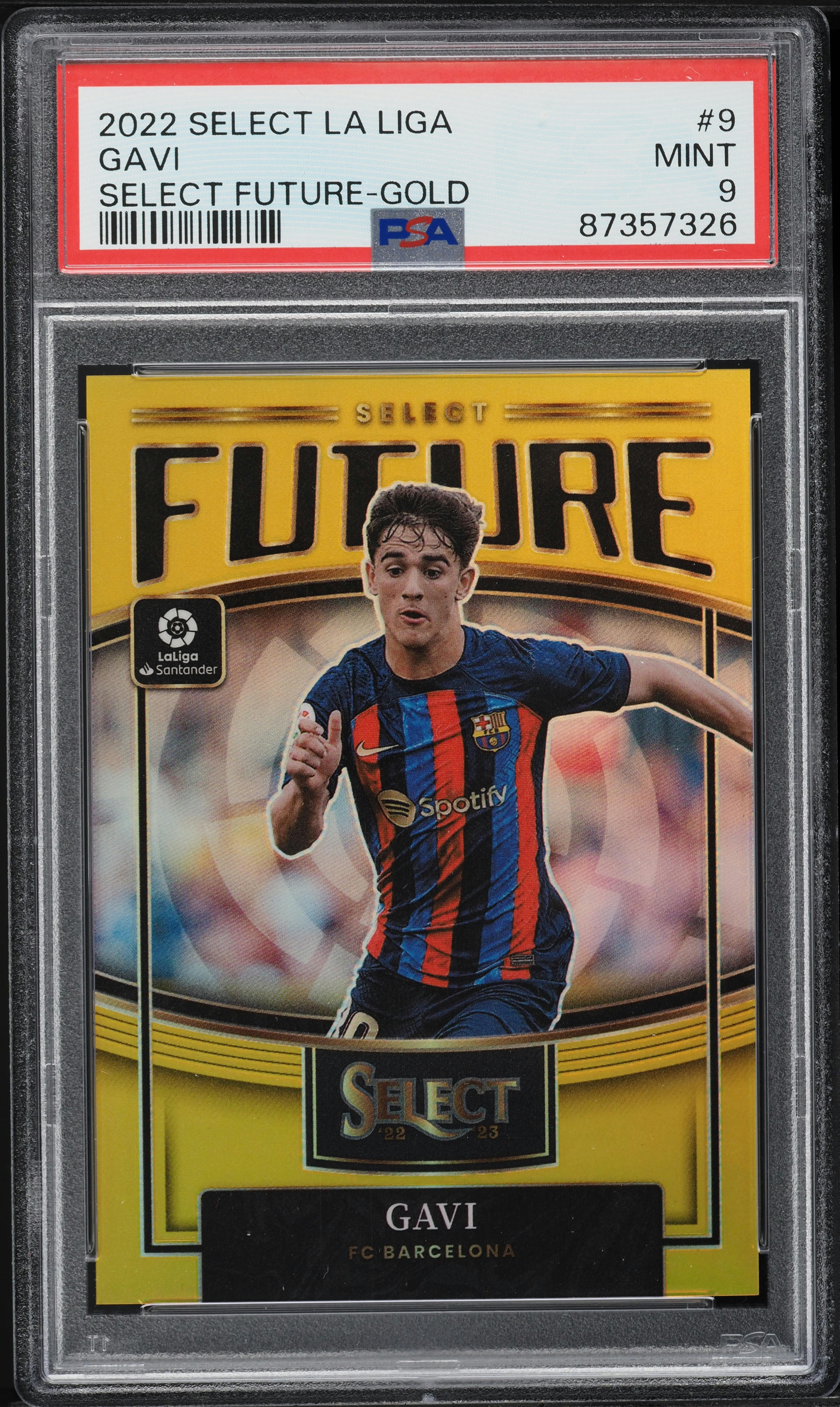 2022 Select La Liga Future Gold Gavi ROOKIE /10 #9 PSA 9 MINT on