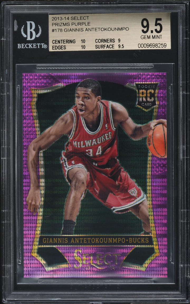 2013 Select Purple Prizm Giannis Antetokounmpo ROOKIE /99 #178 BGS 9.5 GEM MINT
