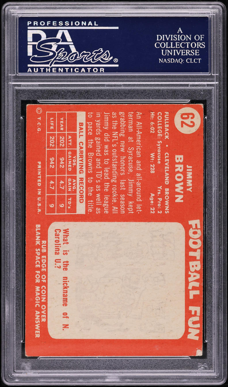 1958 Topps Football Jim Brown ROOKIE #62 PSA 4 VGEX