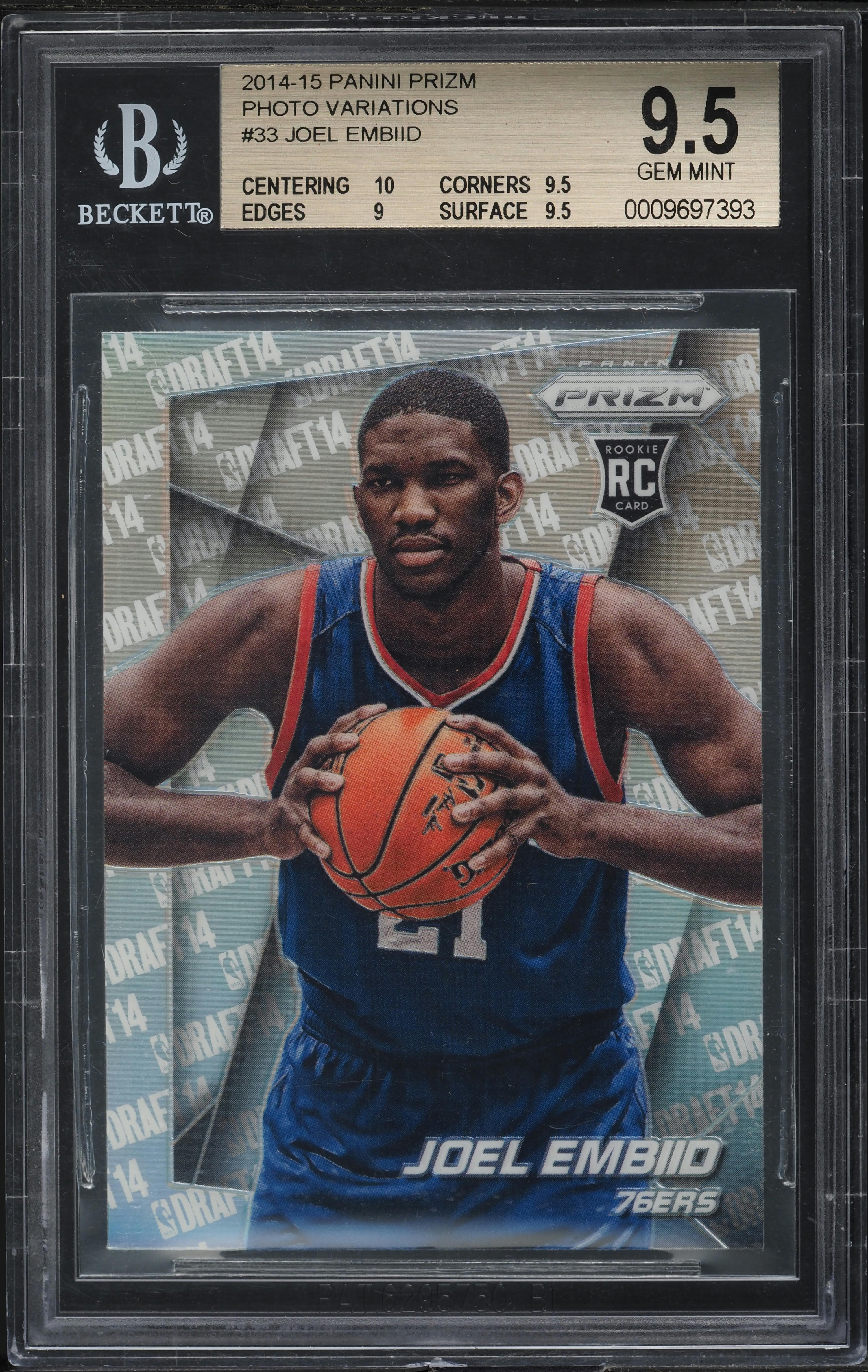 2014 Panini Prizm Variations Silver Joel Embiid ROOKIE #33 BGS 9.5