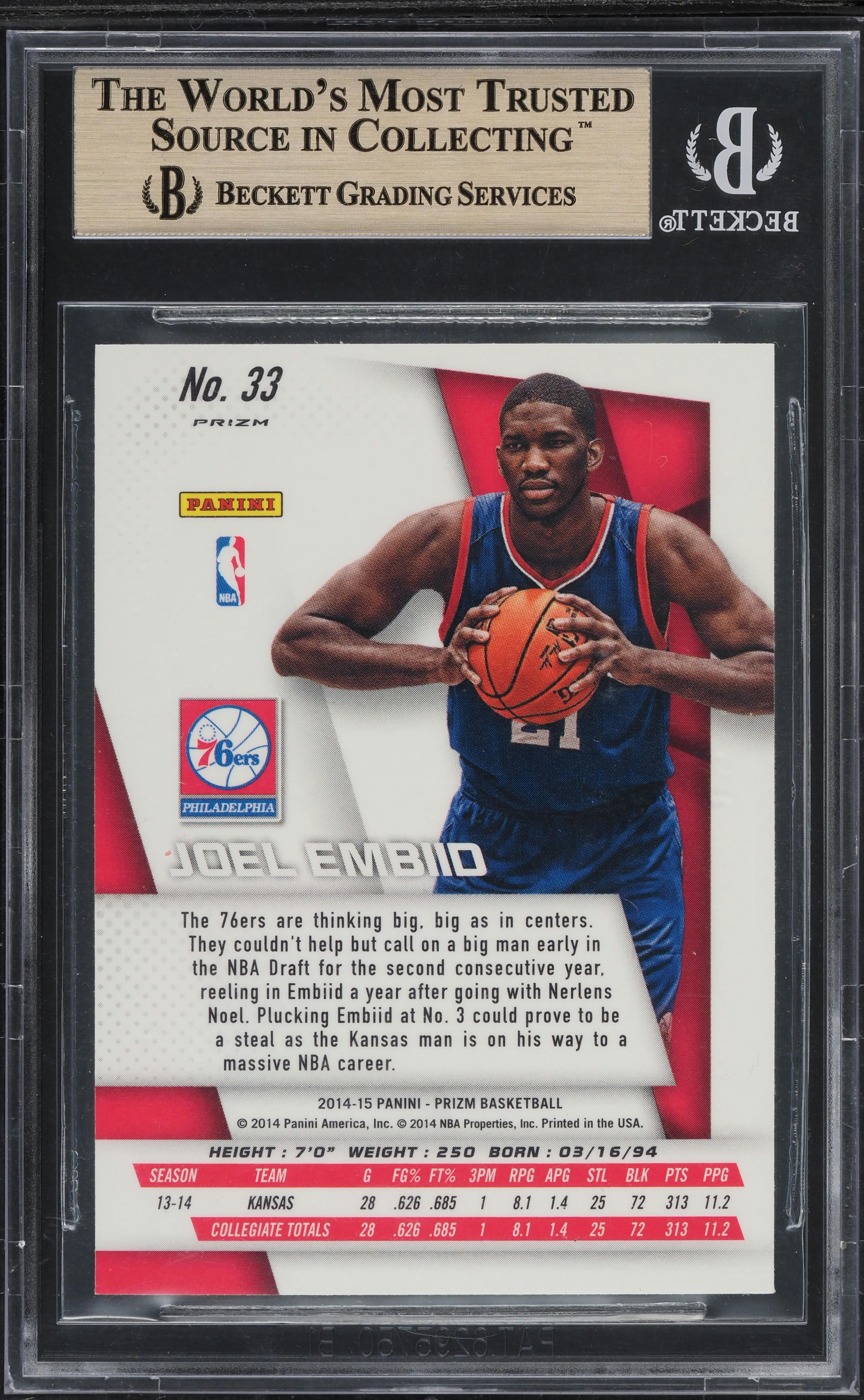 2014 Panini Prizm Variations Silver Joel Embiid ROOKIE #33 BGS 9.5