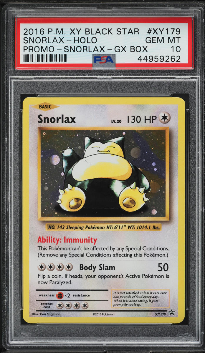 2016 Pokemon XY Black Star Promo GX Box Holo Snorlax #XY179 PSA 10