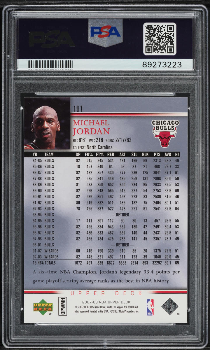 2007 Upper Deck Championship Court Michael Jordan #191 PSA 10 GEM MINT