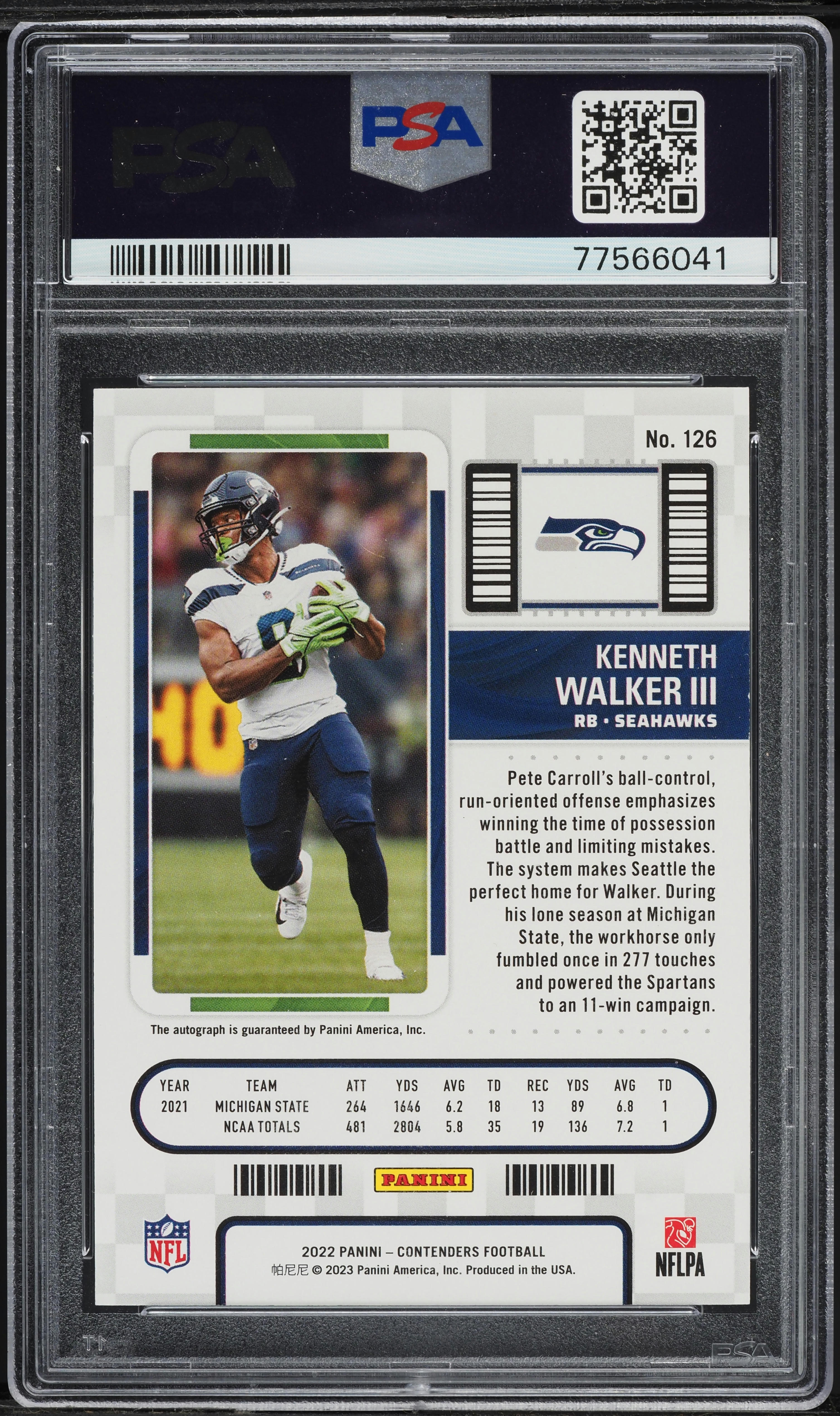 2022 Panini Contenders Playoff Ticket Kenneth Walker III ROOKIE