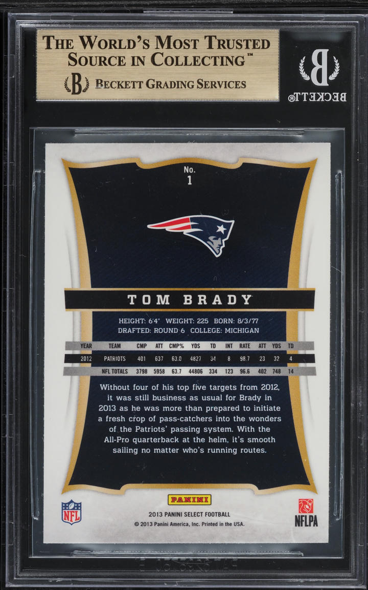 2013 Select Football Tom Brady #1 BGS 9.5 GEM MINT