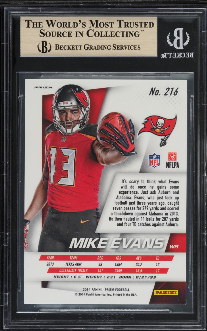 2014 Panini Prizm Silver Mike Evans ROOKIE #216B BGS 9.5 GEM MINT