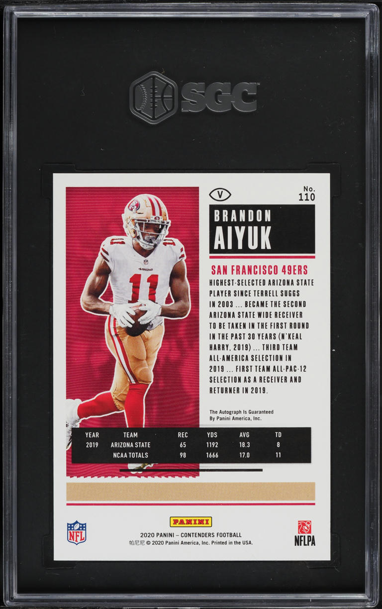 2020 Panini Contenders Brandon Aiyuk ROOKIE AUTO #110 SGC 9.5 MINT+