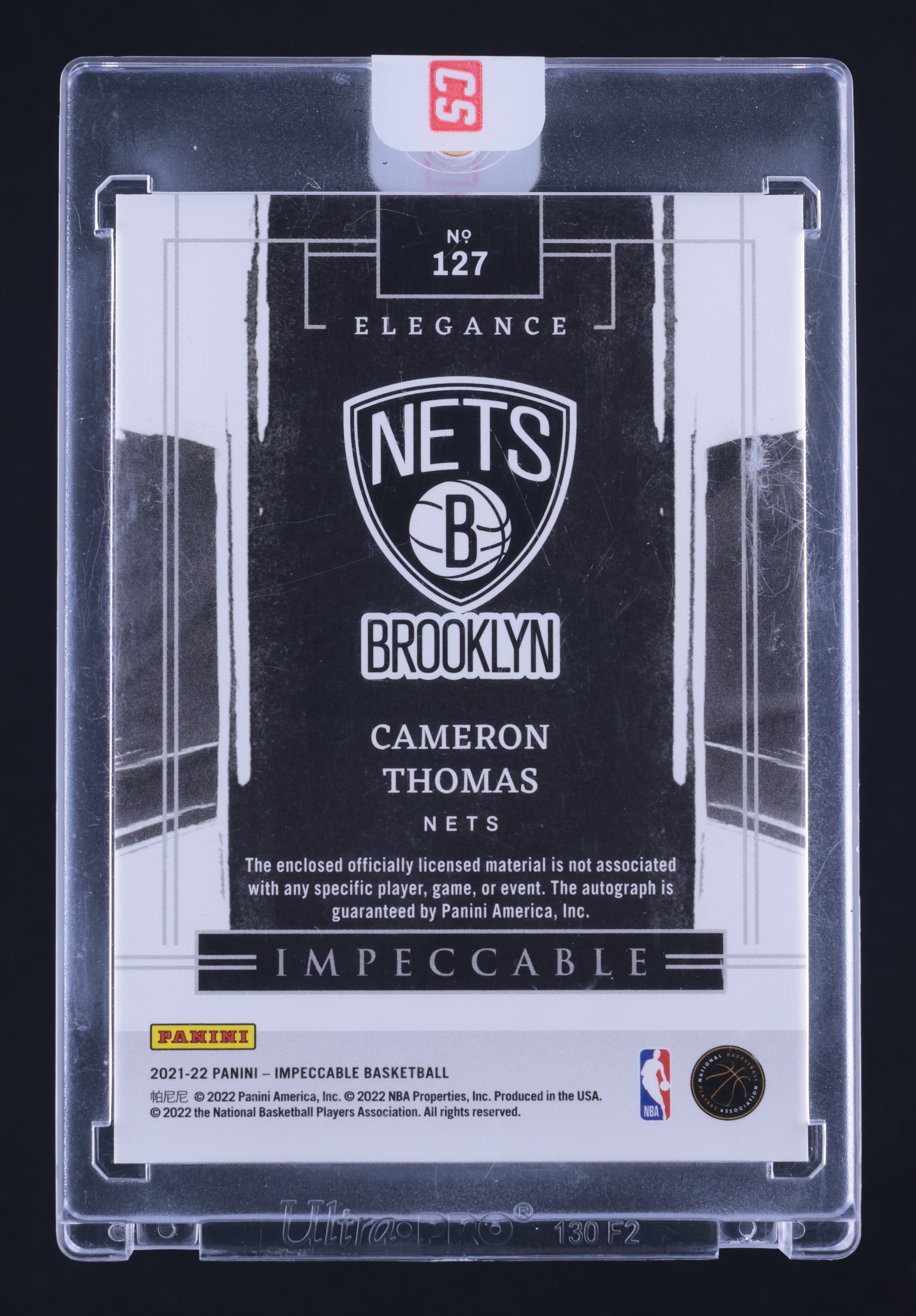 2021 Panini Impeccable Platinum Cameron Thomas RC PATCH AUTO 1/1