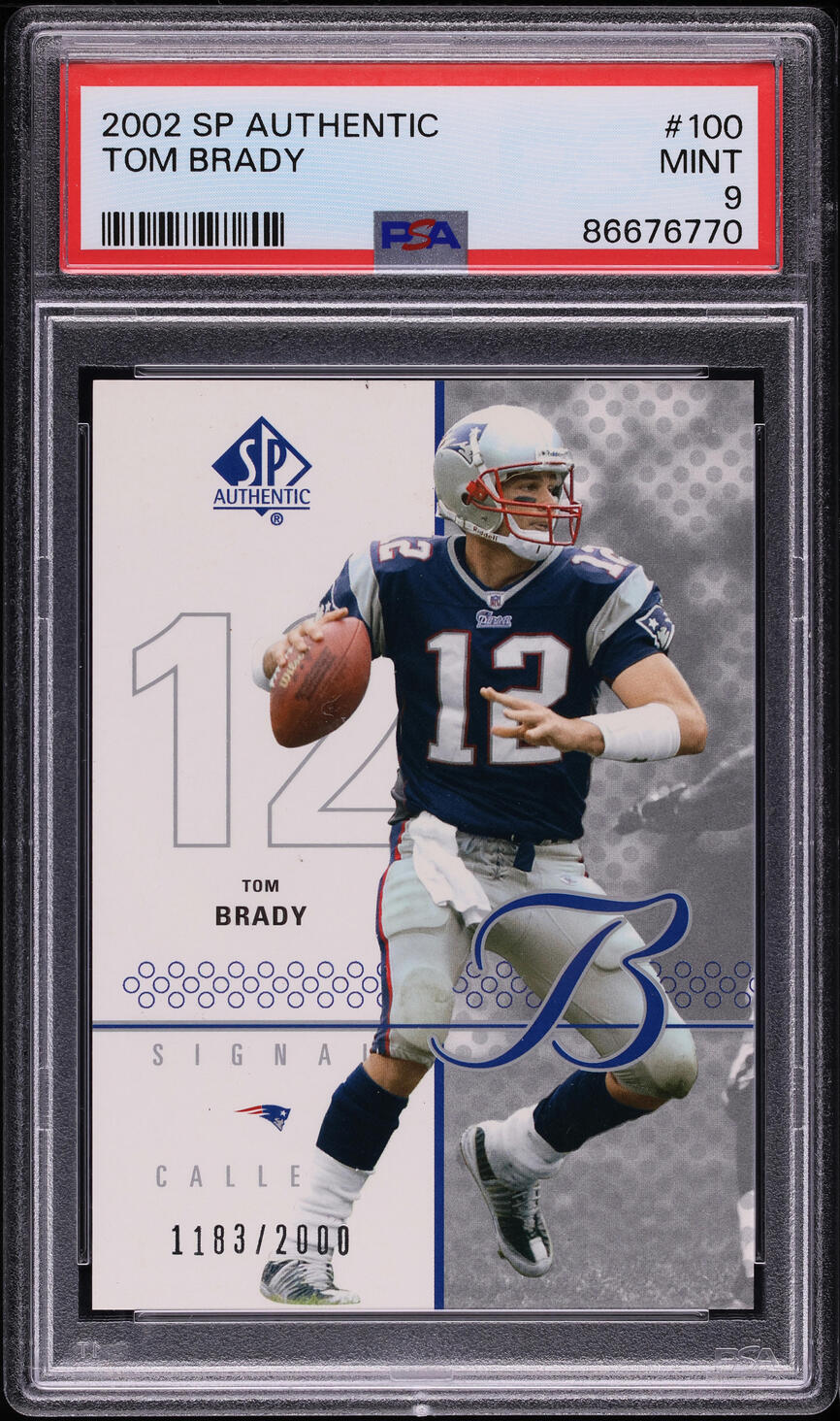 2002 SP Authentic Tom Brady /2000 #100 PSA 9 MINT