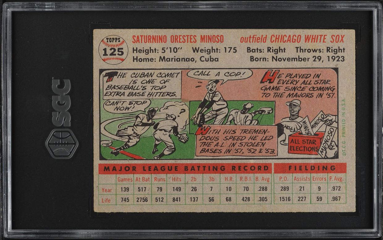 1956 Topps Minnie Minoso #125 SGC 4.5 VGEX+