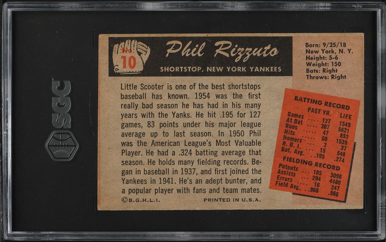 1955 Bowman Phil Rizzuto #10 SGC 4 VGEX