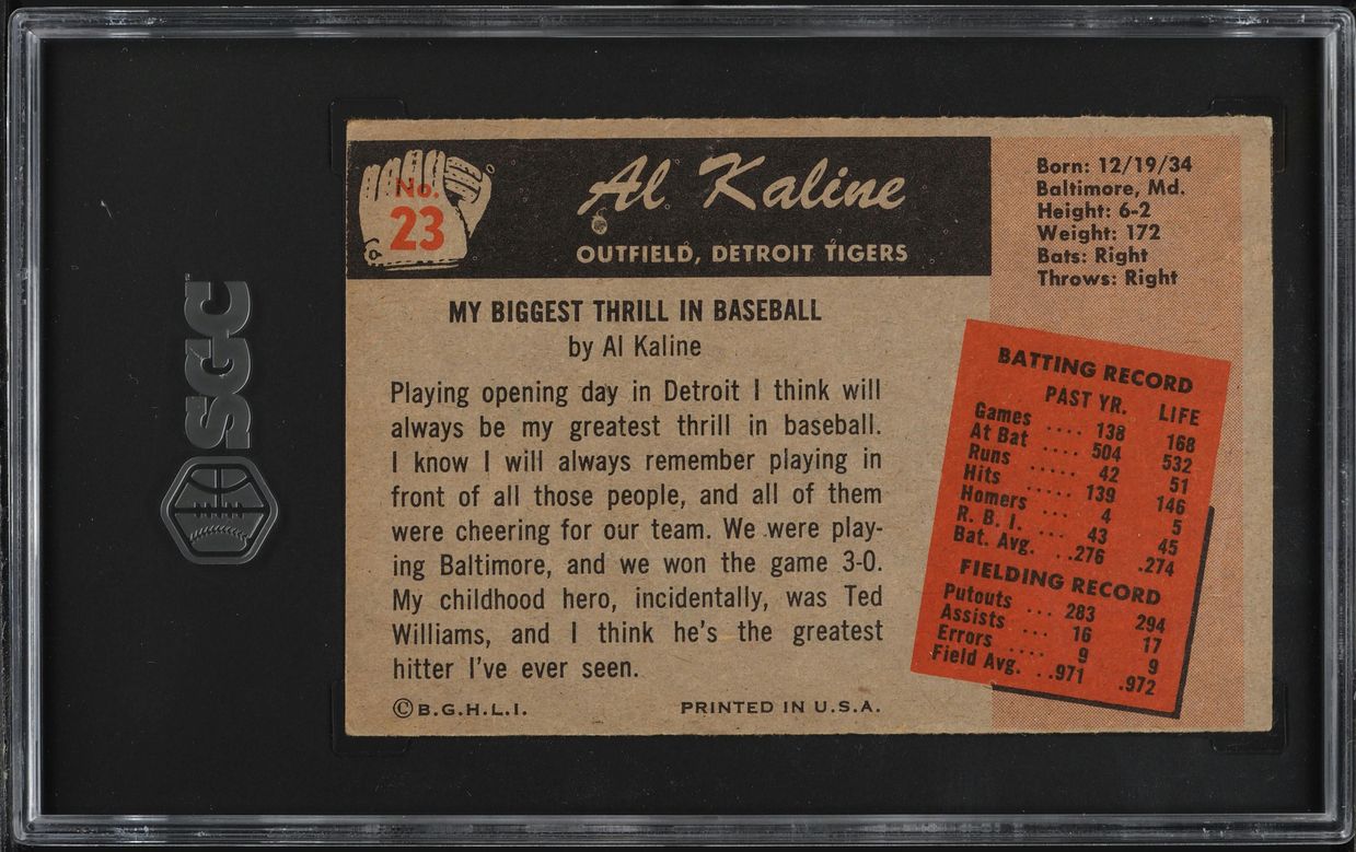 1955 Bowman Al Kaline #23 SGC 3.5 VG+