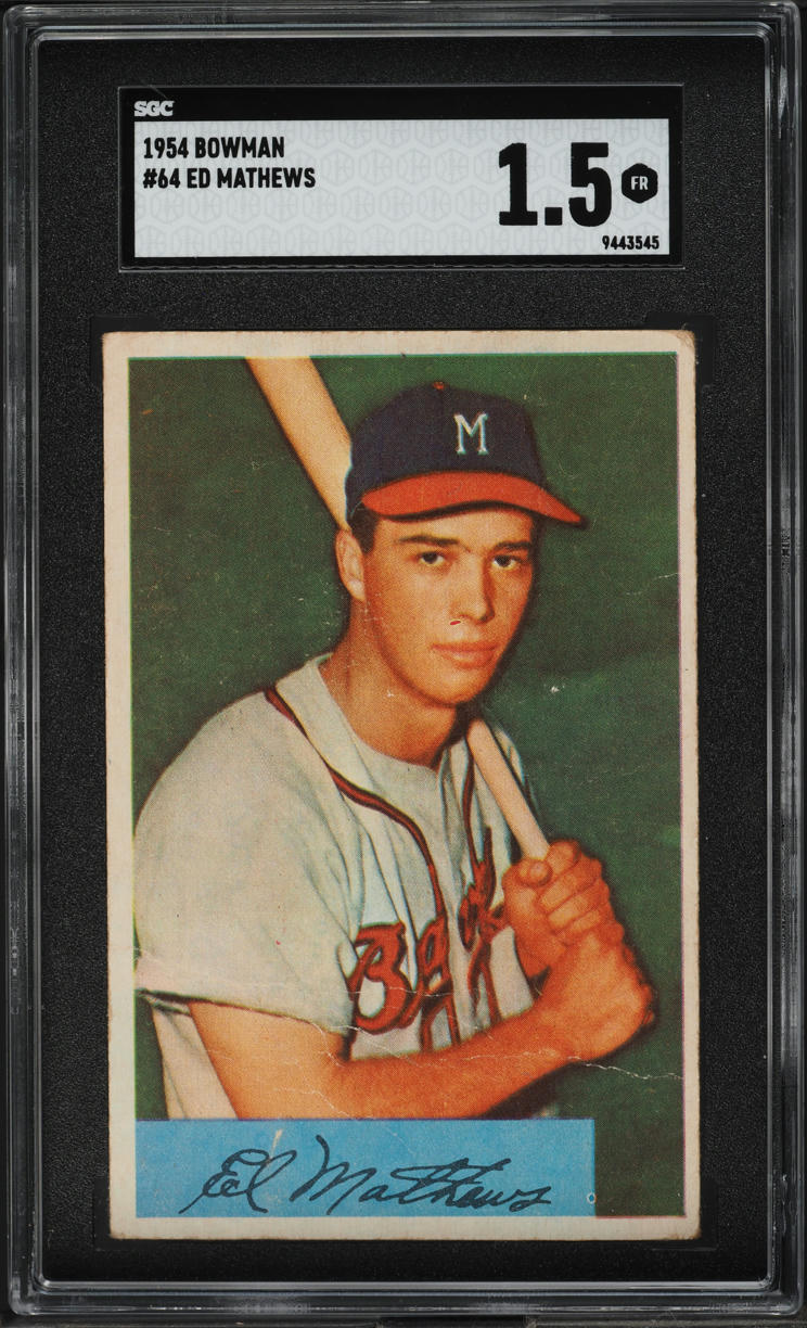 1954 Bowman Eddie Mathews #64 SGC 1.5 FR