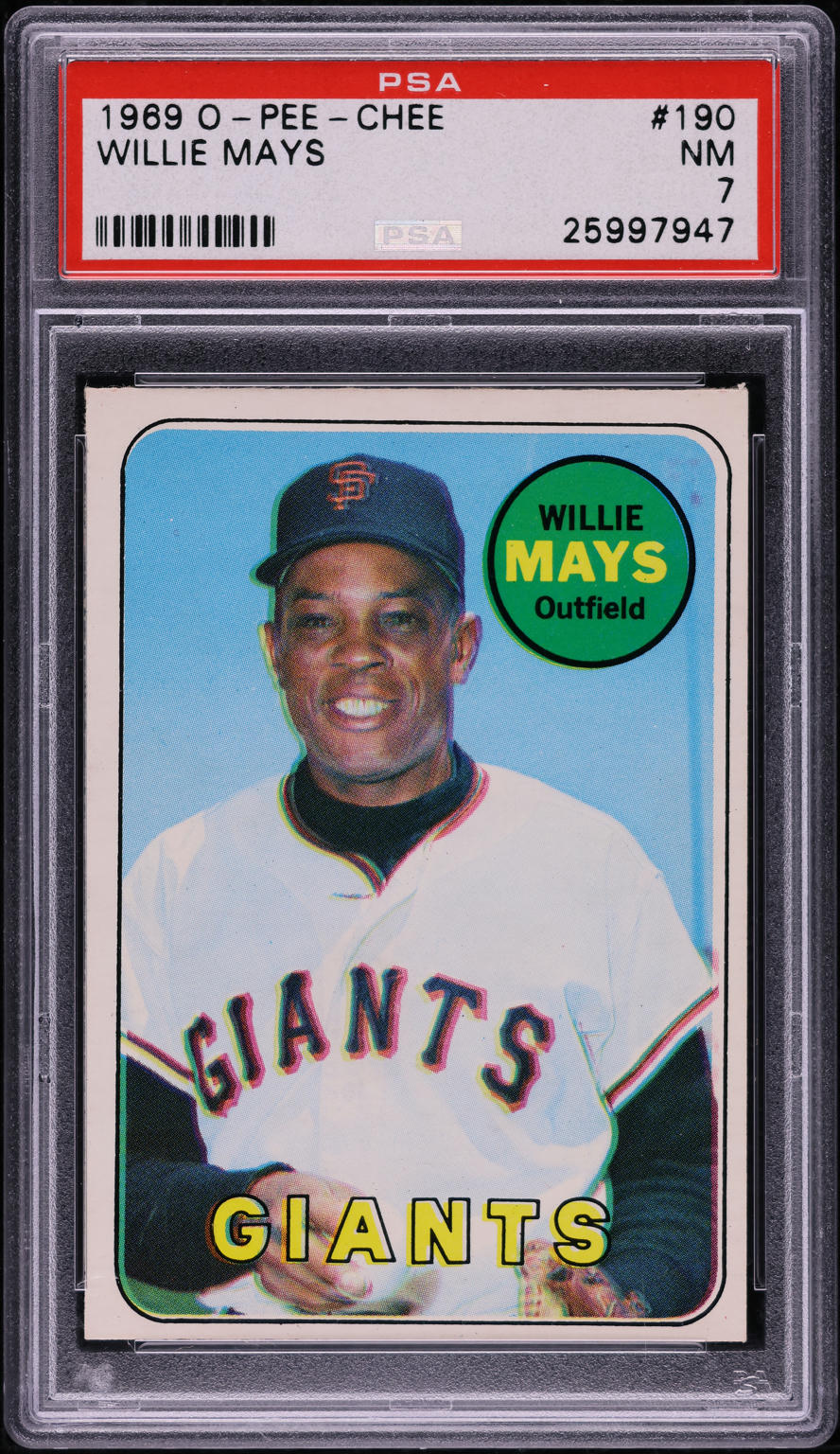 1969 O-Pee-Chee Willie Mays #190 PSA 7 NRMT