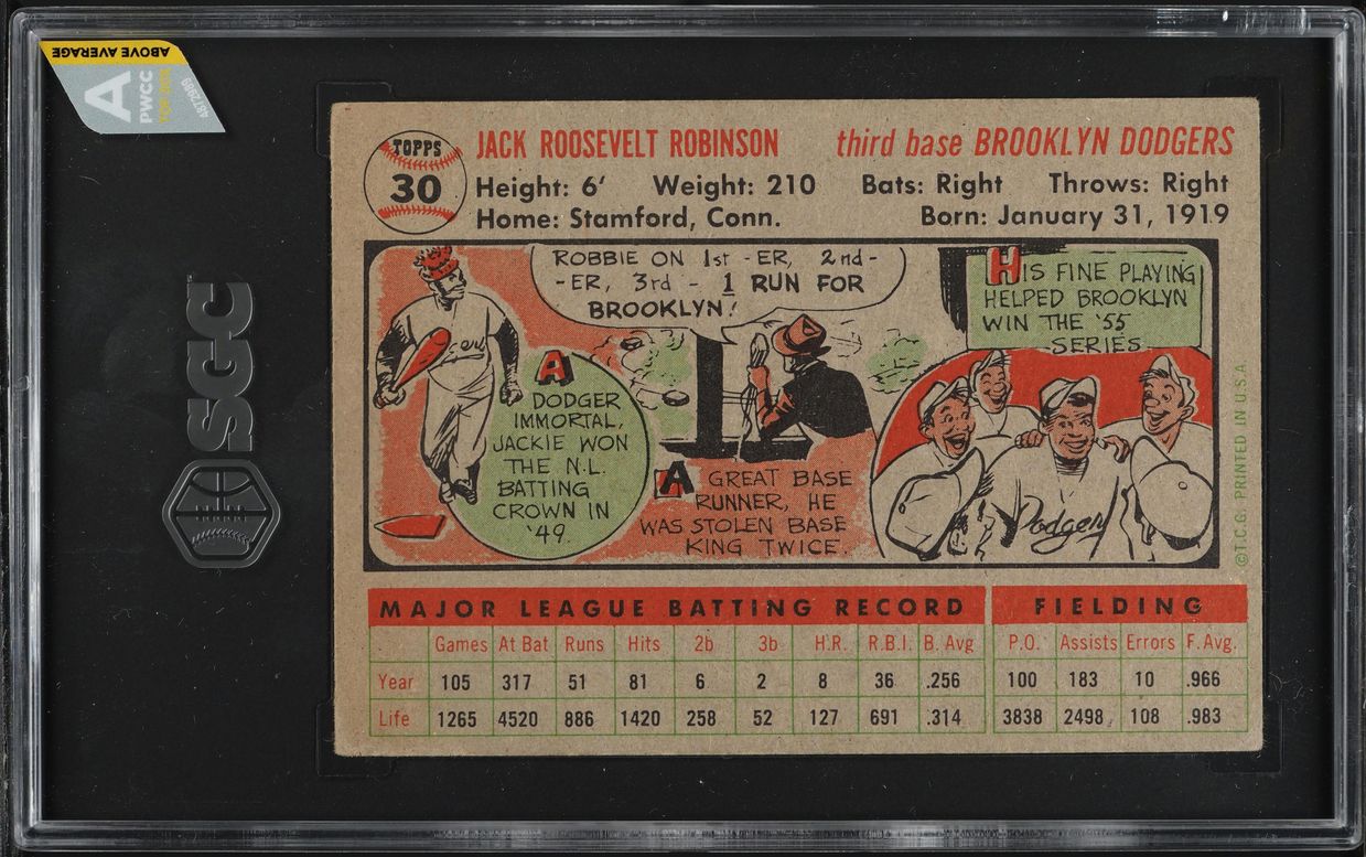 1956 Topps Jackie Robinson #30 SGC 2.5 GD+ (PWCC-A)