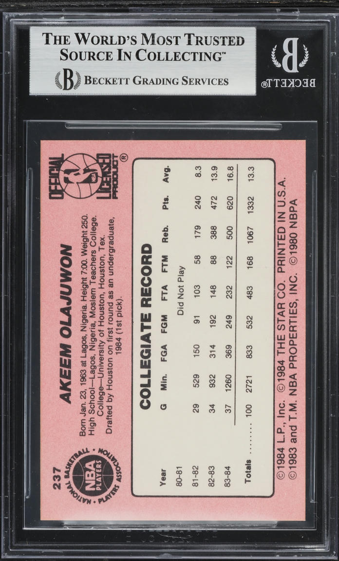 1984-85 Star Basketball Hakeem Olajuwon ROOKIE #237 BGS 8 NM-MT
