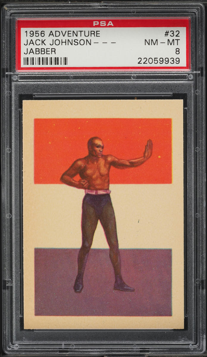 1956 Gum Inc. Adventure Boxing Jack Johnson #32 PSA 8 NM-MT