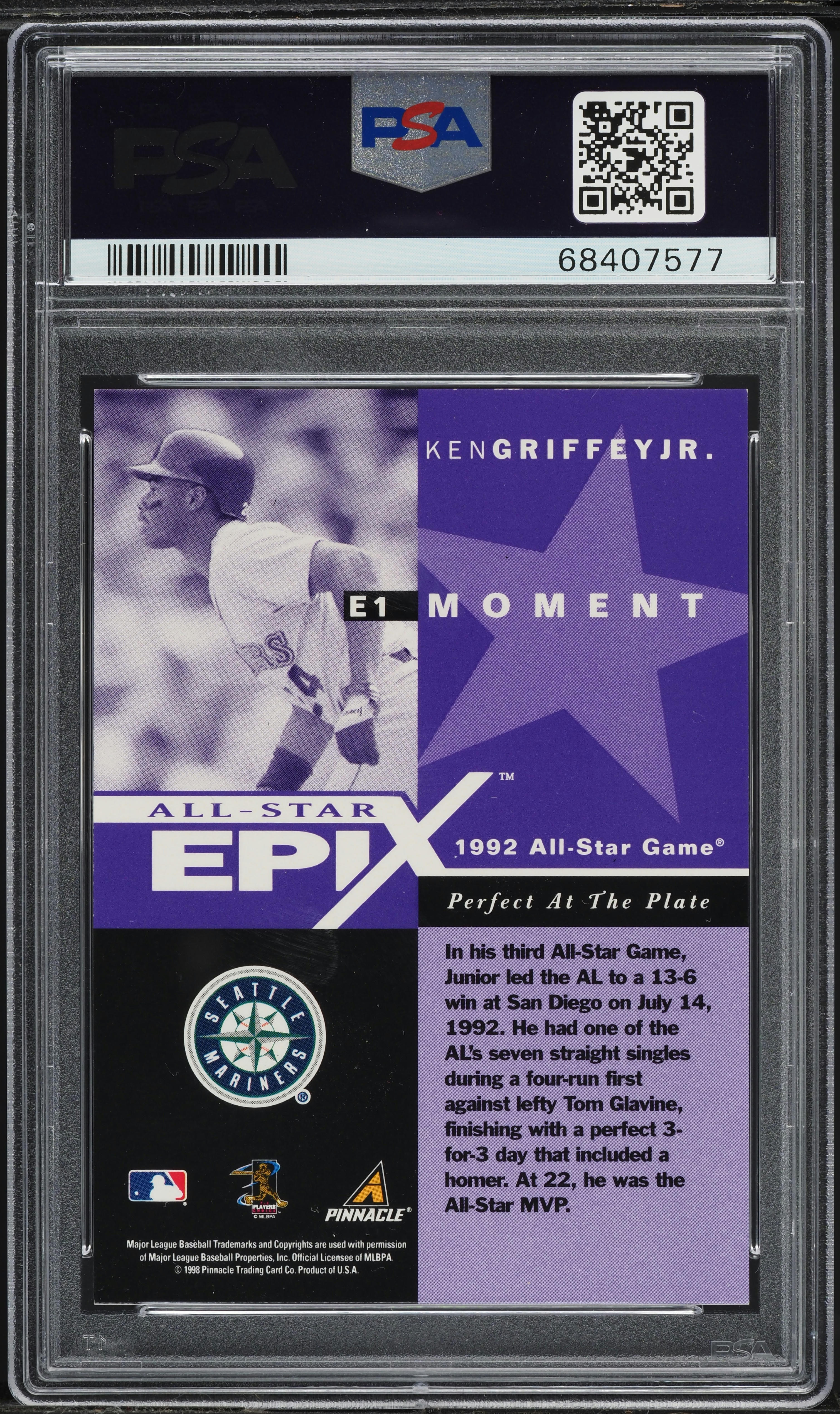 1998 Pinnacle Certified Epix Moment Purple Ken Griffey Jr. #E1 PSA