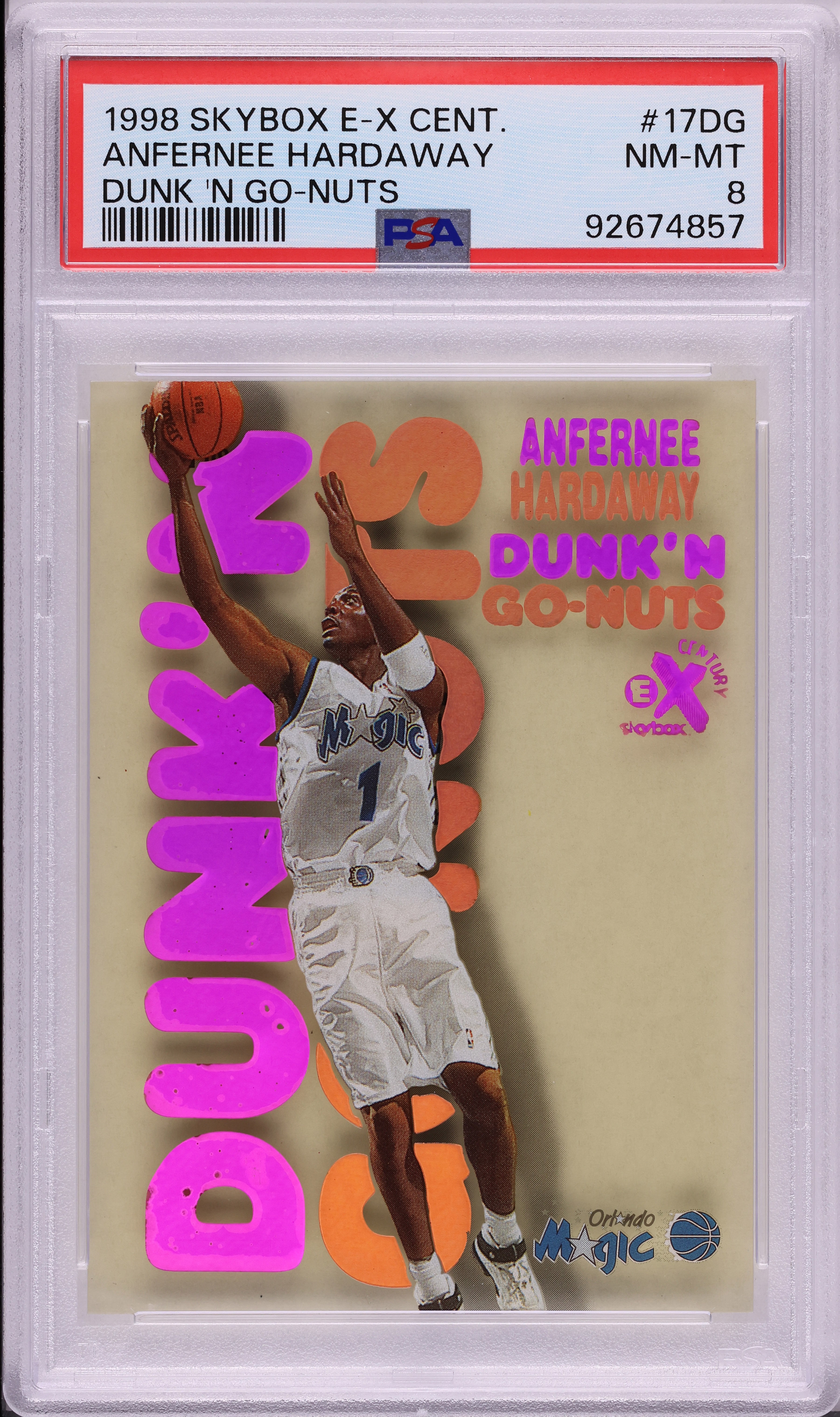 1998 Skybox E-X Century Dunk 'N Go Nuts Anfernee Hardaway #17 PSA
