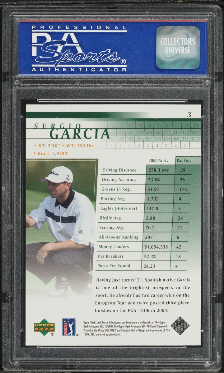 2001 Upper Deck Golf Sergio Garcia ROOKIE #3 PSA 8 NM-MT