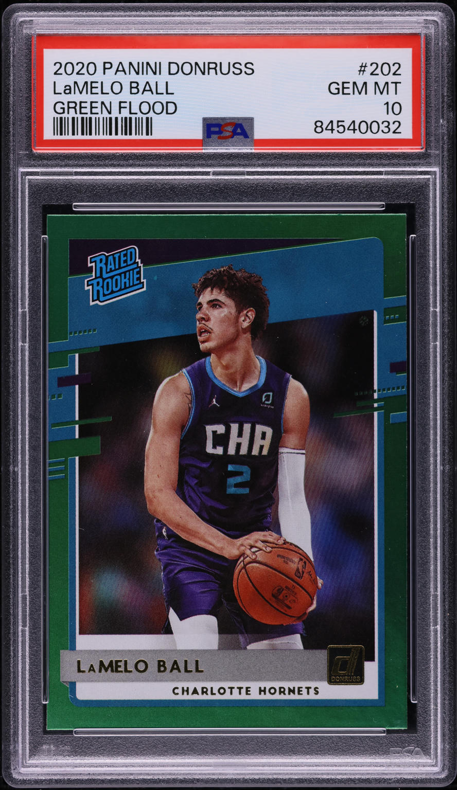 2020 Donruss Green Flood LaMelo Ball ROOKIE #202 PSA 10 GEM MINT