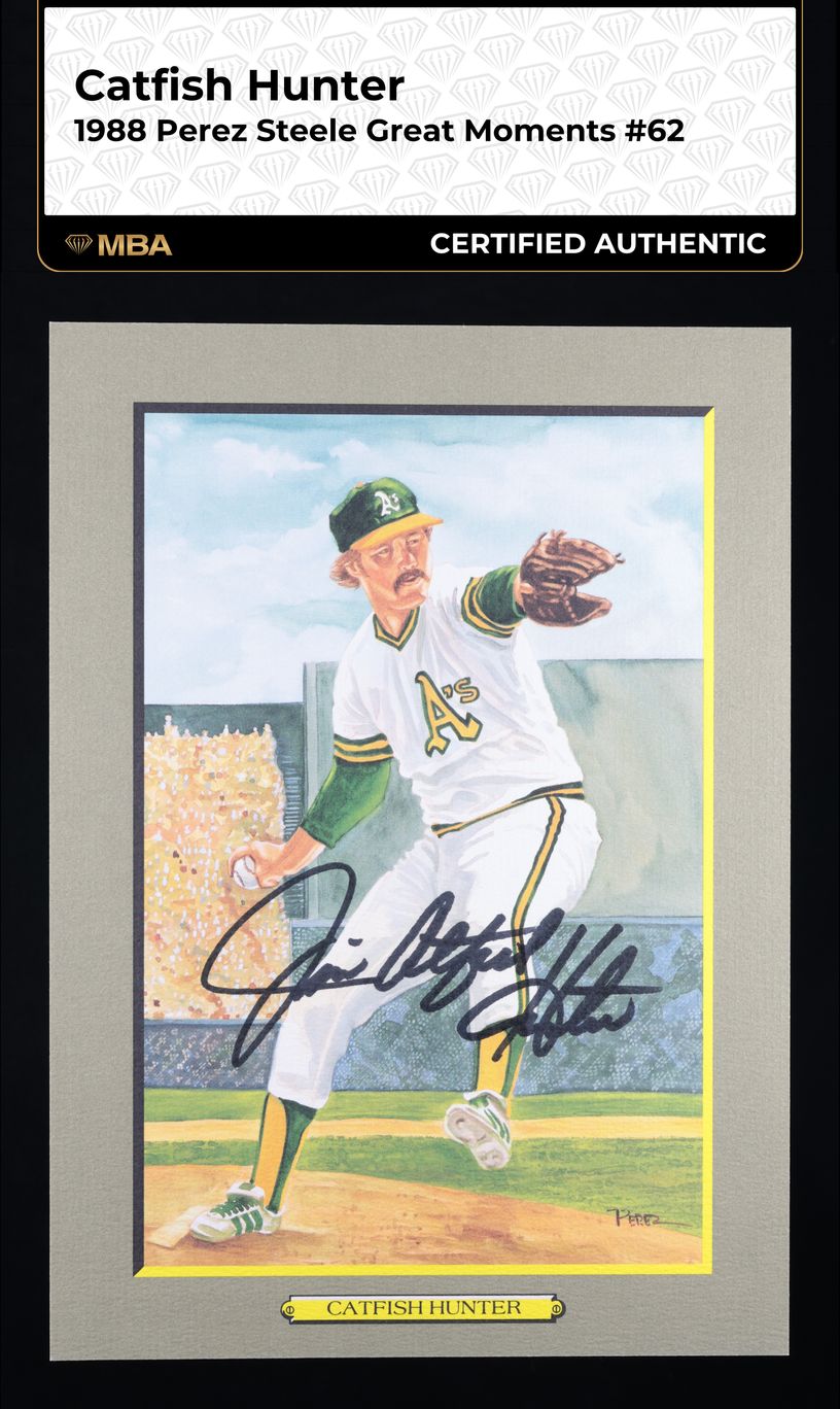 1988 Perez Steele Great Moments Catfish Hunter AUTO /5000 #62 MBA AUTH