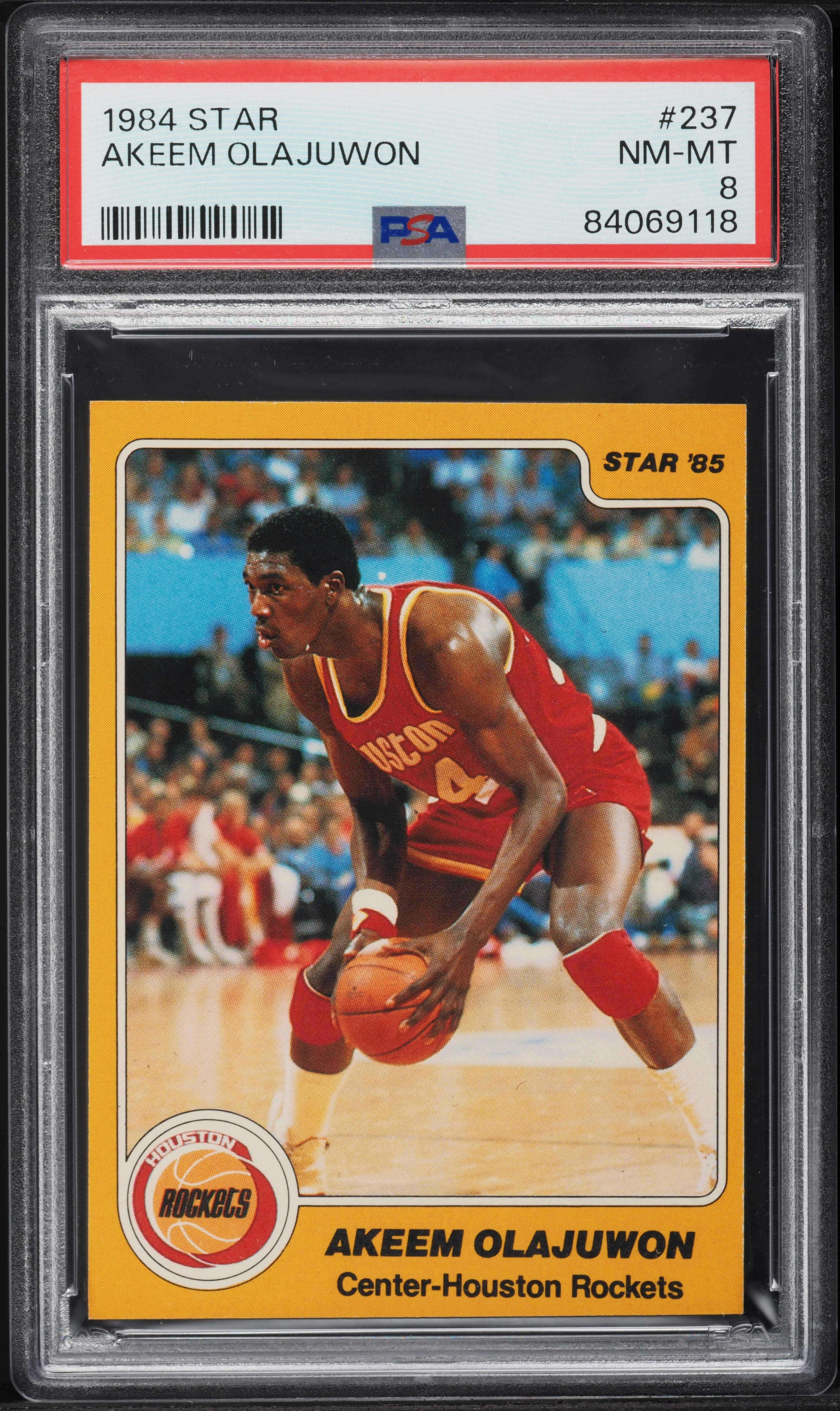 1984-85 Star Basketball Hakeem Olajuwon ROOKIE #237 PSA 8 NM-MT on
