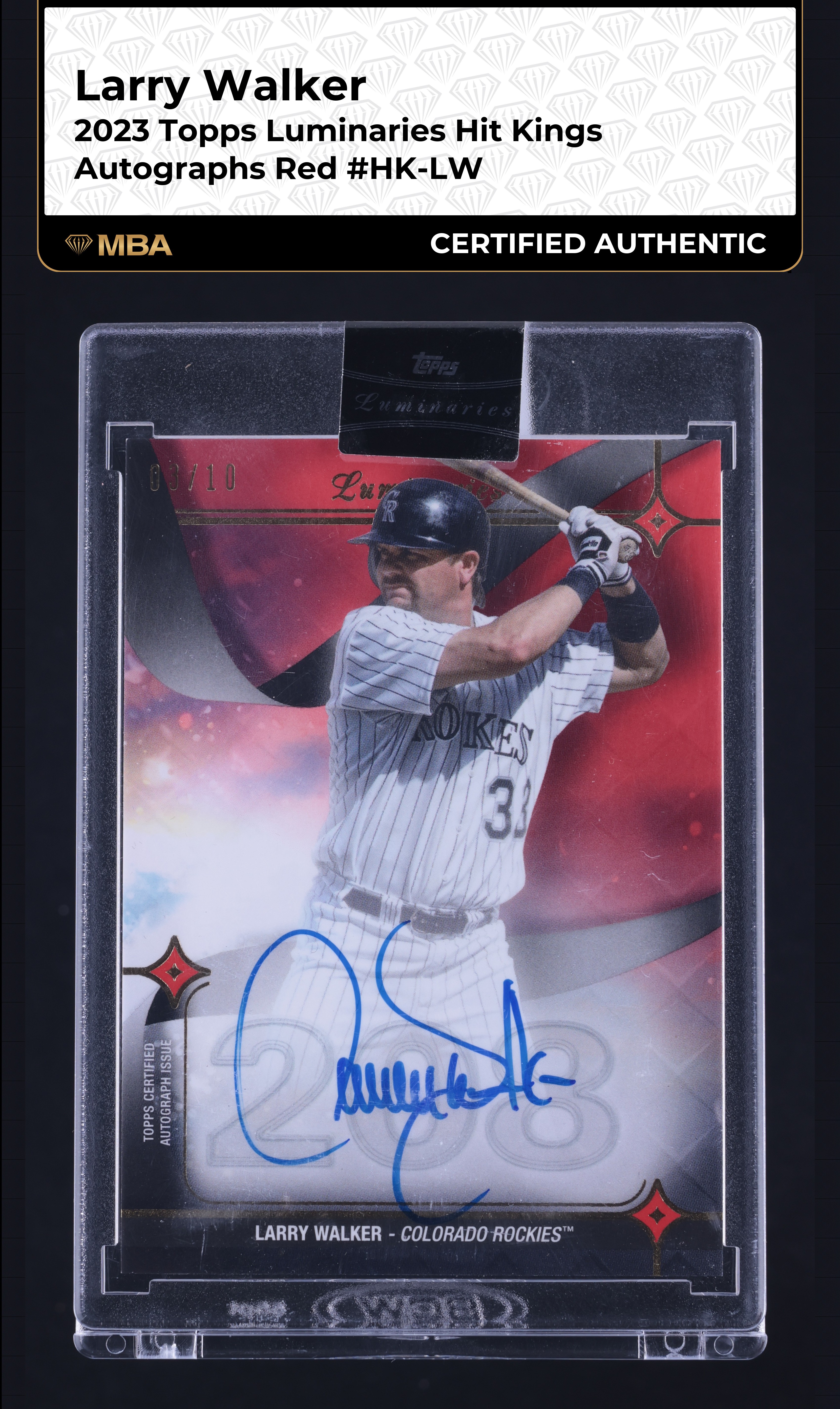 2023 Topps Luminaries Hit Kings Red Larry Walker AUTO /10 #HK-LW 