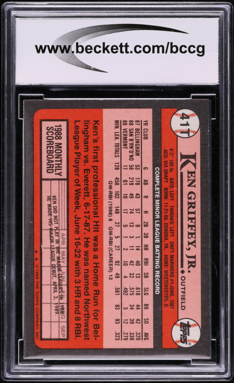 1989 Topps Traded Ken Griffey Jr. ROOKIE #41T BCCG 10