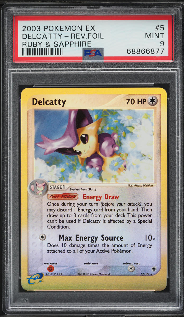 2003 Pokemon EX Ruby & Sapphire Reverse Holo Delcatty #5 PSA 9 MINT