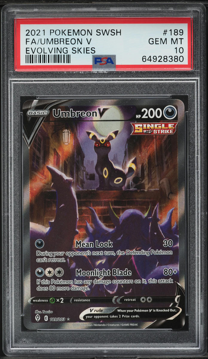 2021 Pokemon Sword & Shield Evolving Skies Alt Art Umbreon V #189 PSA 10 GEM