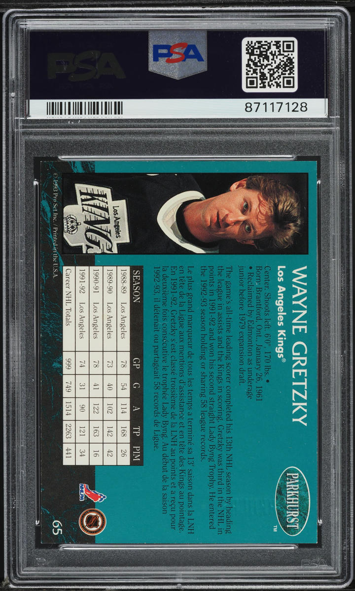 1992 Parkhurst Emerald Ice Wayne Gretzky #65 PSA 4 VGEX