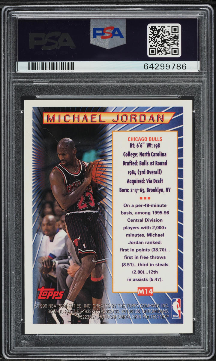 1996 Topps Mystery Finest Super Team Conference Winner Michael Jordan #M14 PSA 9