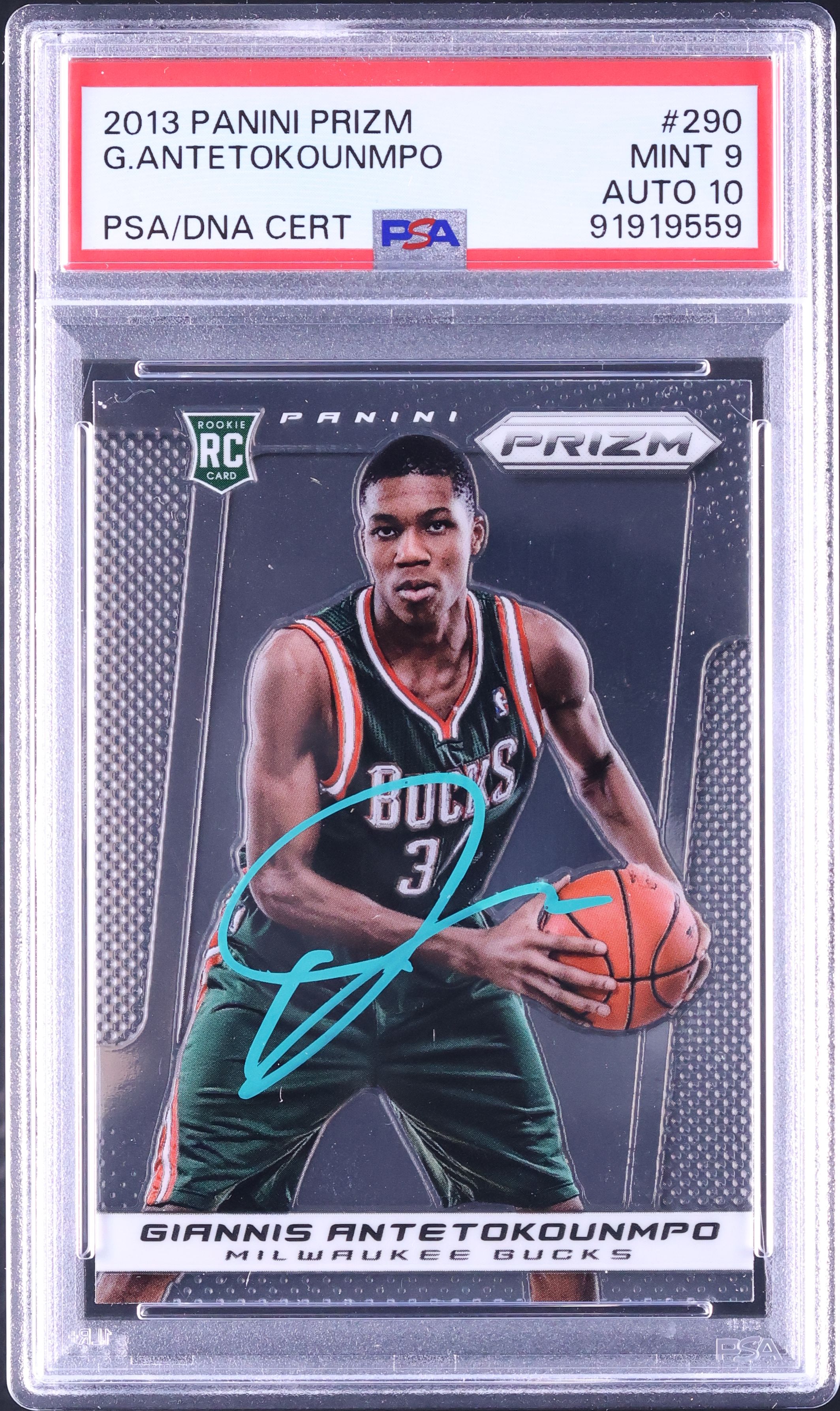 2013 Panini Prizm Giannis Antetokounmpo ROOKIE AUTO DNA 10 #290