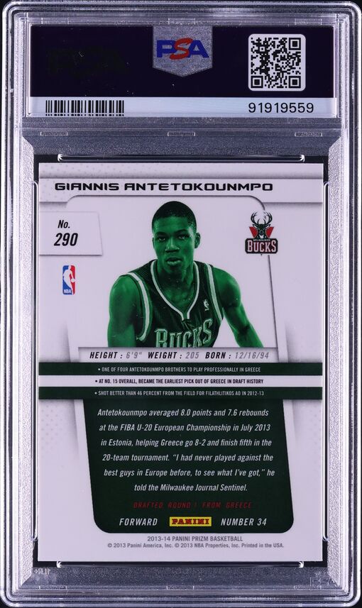 2013 Panini Prizm Giannis Antetokounmpo ROOKIE AUTO DNA 10 #290