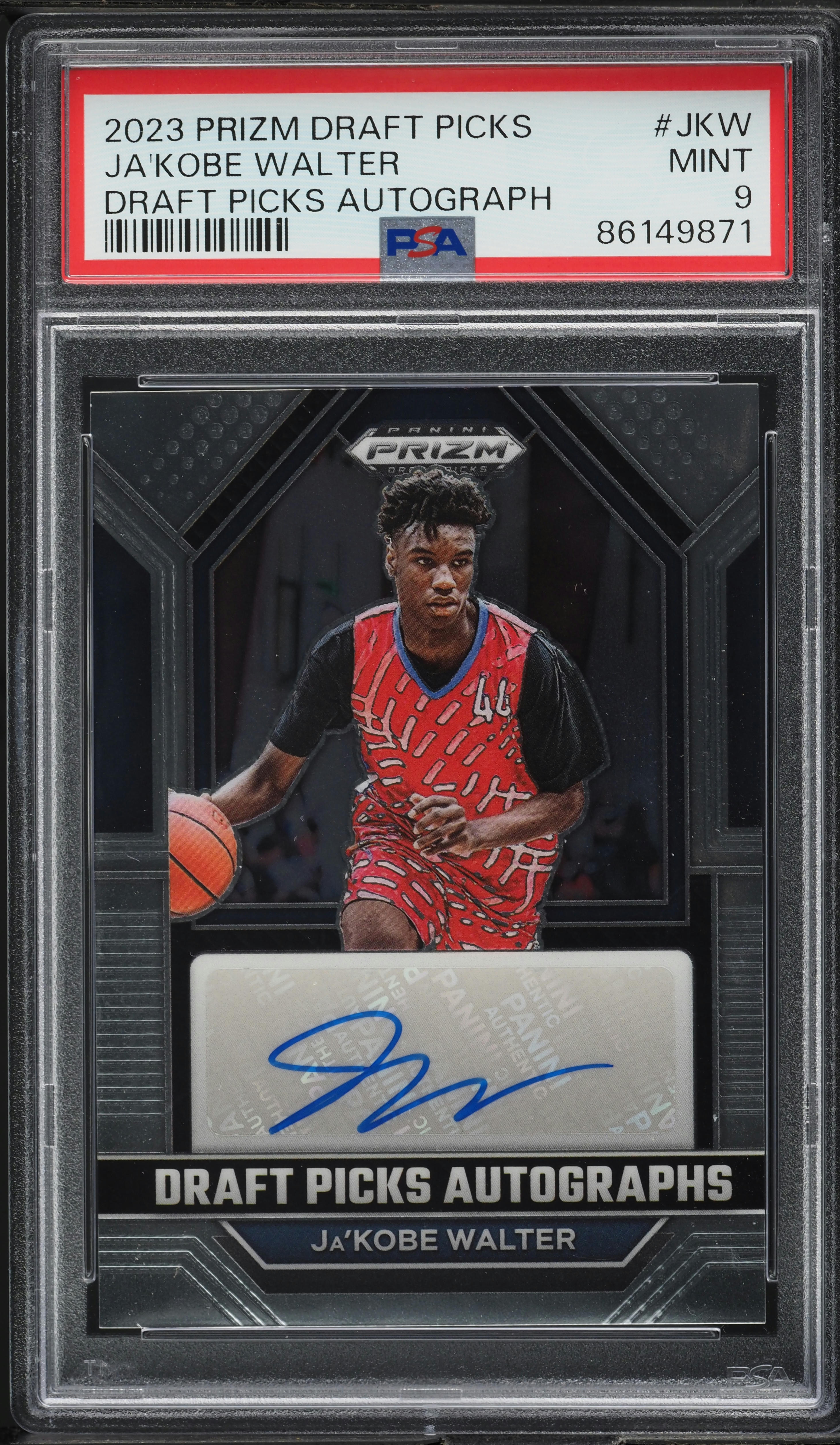 2023 Panini Prizm Ja'Kobe Walter ROOKIE AUTO #JKW PSA 9 MINT on