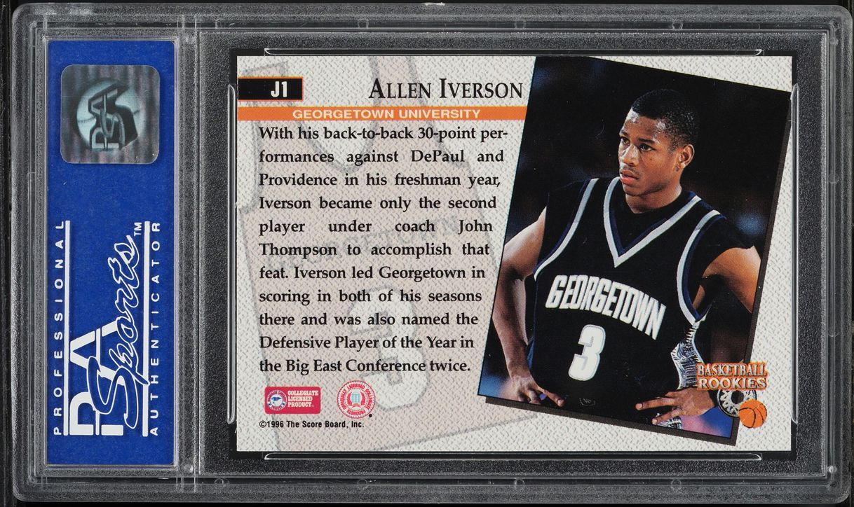 1996 Score Board Basketball College Jersey Allen Iverson ROOKIE #J1 PSA 9 MINT