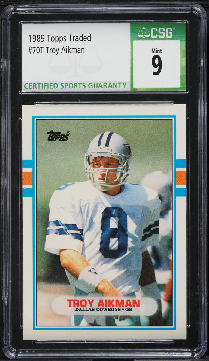 1989 Topps Traded Troy Aikman ROOKIE #70T CSG 9 MINT