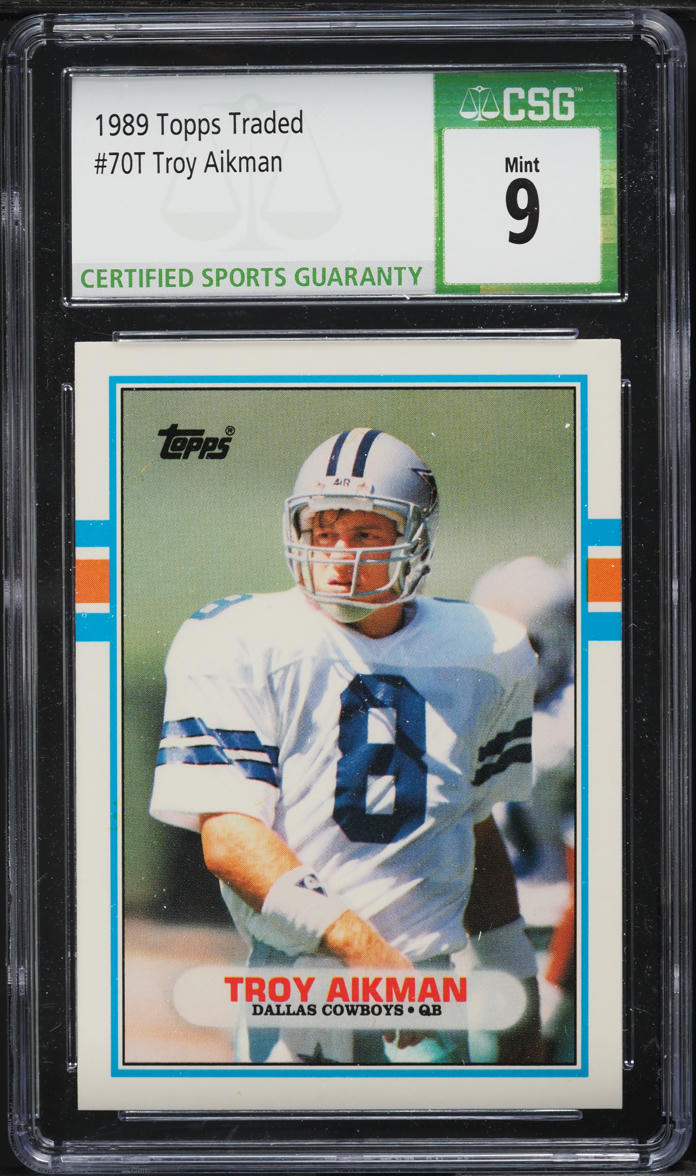 1989 Topps Traded Troy Aikman ROOKIE #70T CSG 9 MINT